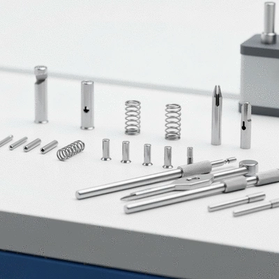 Close-up of a lock rekeying kit with pins and tools