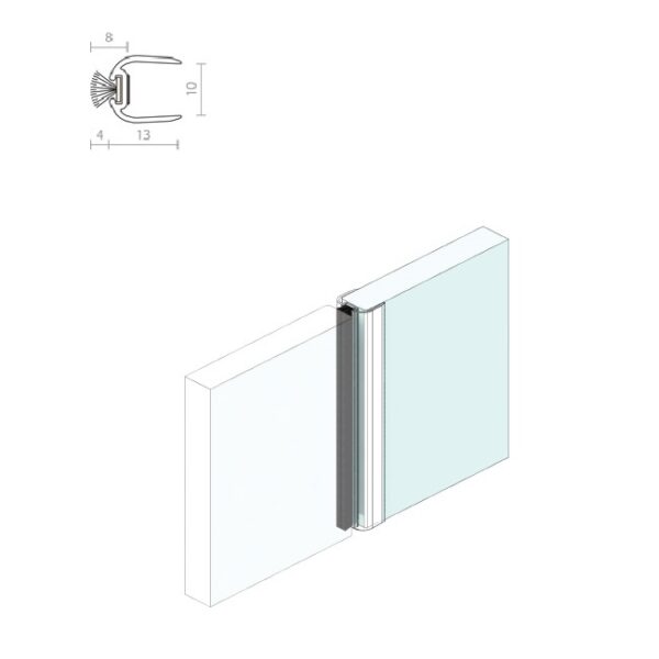 RAVEN RP103 ASTRAGAL FRAMELESS GLASS DOOR 10mm