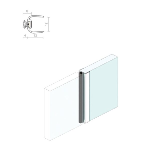 RAVEN RP104 ASTRAGAL FRAMELESS GLASS DOOR 12mm