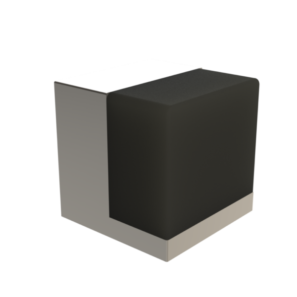 Emro Cube Door Stop Half Satin / Black Rubber Floor Mounted